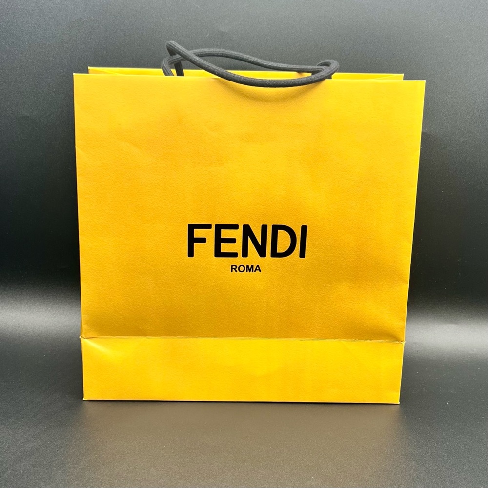 Fendi Vibrant Yellow Tote Bag / Gift Bag with Black Accents